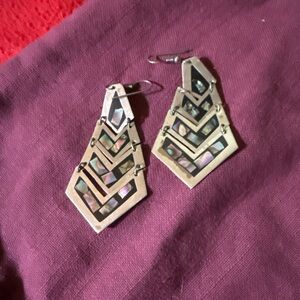 Art Deco Gold and Silver Chevron Earrings